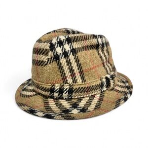 Burberry London Classic Vintage Bucket Hat Nova Check Plaid Hat – Size L– Women
